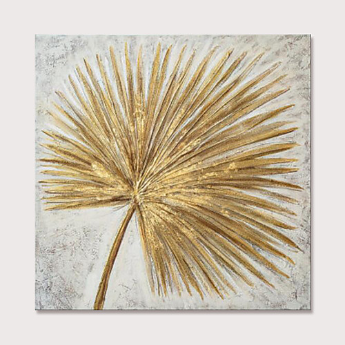 

Oil Painting Hand Painted Square Abstract Floral / Botanical Modern Stretched Canvas