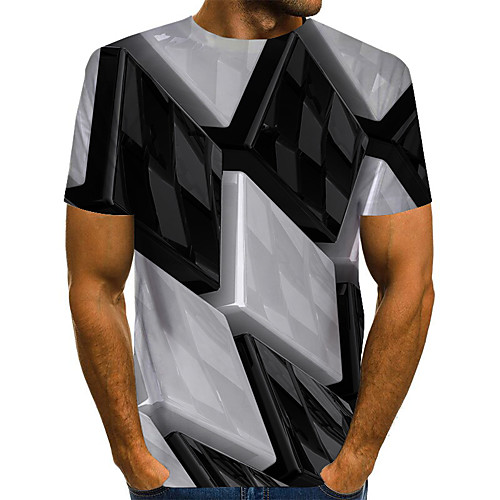 

Men's T shirt Shirt Graphic 3D Plus Size Print Short Sleeve Daily Tops Basic Boho Round Neck Purple Red Yellow