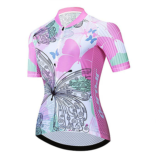 

21Grams Women's Short Sleeve Cycling Jersey PinkGreen Butterfly Bike Jersey Top Mountain Bike MTB Road Bike Cycling UV Resistant Breathable Quick Dry Sports Clothing Apparel / Stretchy / Race Fit