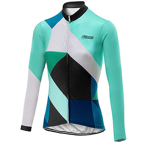 

21Grams Women's Long Sleeve Cycling Jersey Summer Spandex Polyester Black / Green Plaid Checkered Solid Color Bike Jersey Top Mountain Bike MTB Road Bike Cycling UV Resistant Quick Dry Breathable
