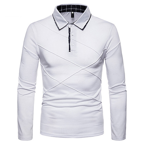 

Men's Golf Shirt Tennis Shirt Solid Colored Long Sleeve Daily Slim Tops Basic Shirt Collar White Black Dark Gray