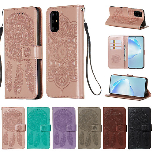 

Phone Case For Samsung Galaxy Full Body Case Leather Wallet Card S20 Plus S20 Ultra S20 S10 S10 S10 Lite A10 A30 A50 M10 Wallet Card Holder Shockproof Feathers PU Leather TPU