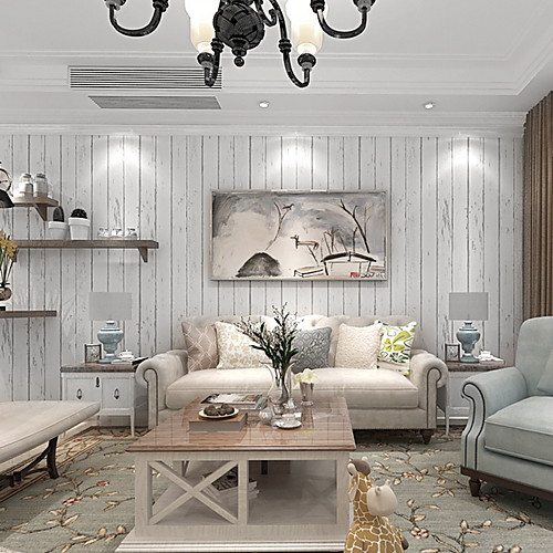 

Wallpaper Wall Covering Sticker Film White Wood Grain Peel and Stick Removable Vinyl PVC Home Décor 100053 cm