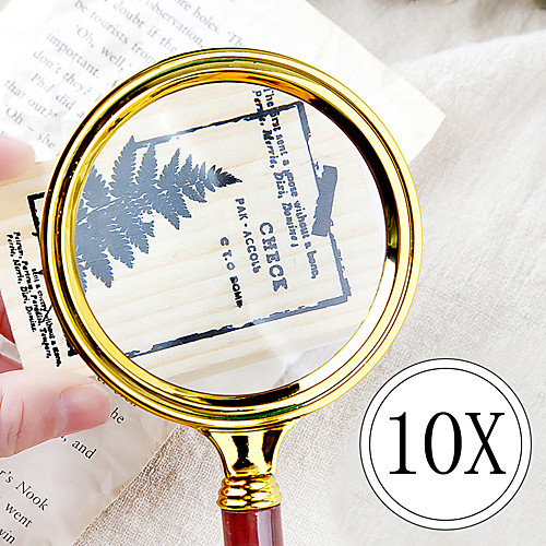 

Portable Handheld 10X Magnifying Glass 90mm Retro Handle Magnifier Eye Loupe Glass