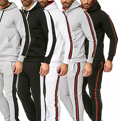 

Men's Tracksuit Winter Long Sleeve Cotton Thermal Warm Quick Dry Yoga Fitness Gym Workout Sportswear Red / black Black / Silver Black with White White Dark Gray Light Grey Activewear