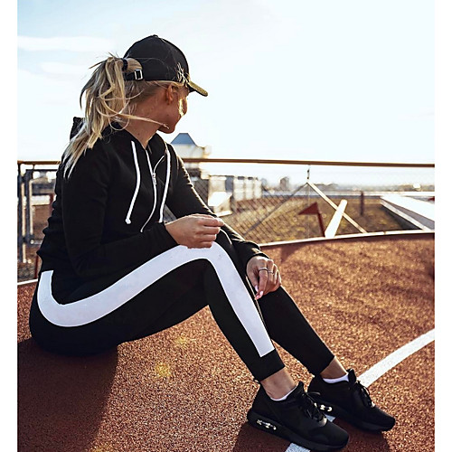 

Women's Sporty Legging - Color Block, Print High Waist Black S M L