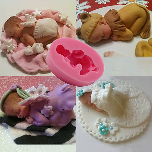 

1pcs Baby Sleeping Baby Fondant Cake Mold Jelly Silicone Baking Tool DIY