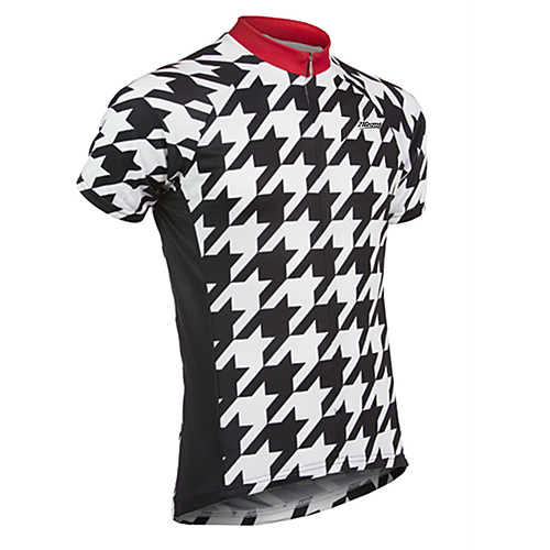 

21Grams Men's Short Sleeve Cycling Jersey Summer Spandex Polyester BlackWhite Plaid Checkered Solid Color Bike Jersey UV Resistant Quick Dry Breathable Reflective Strips Back Pocket Sports Plaid