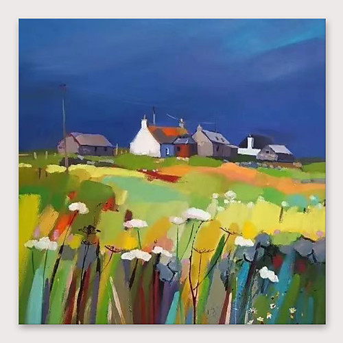 

Oil Painting Hand Painted Square Abstract Landscape Modern Stretched Canvas