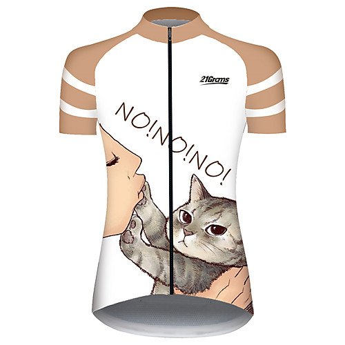 

21Grams Women's Short Sleeve Cycling Jersey Summer Spandex Polyester OrangeWhite Cat Animal Bike Jersey Top Mountain Bike MTB Road Bike Cycling UV Resistant Quick Dry Breathable Sports Clothing