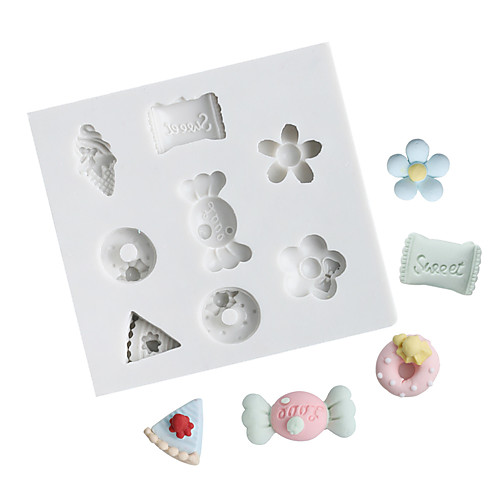 

Cartoon candy flower donut chocolate mold fondant cake mold silicone mold home baking tools
