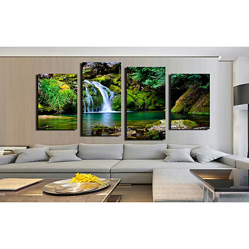 

4 Panel Wall Art Canvas Prints Painting Artwork Picture Waterfall Lake Home Decoration Décor Stretched Frame / Rolled