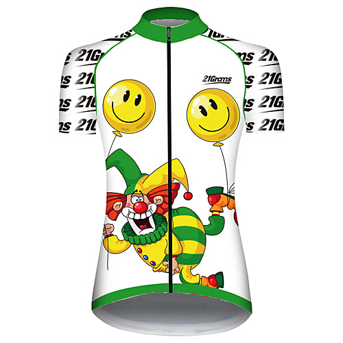 

21Grams Women's Short Sleeve Cycling Jersey Summer Spandex Polyester BlackWhite Balloon Funny Clown Bike Jersey Top Mountain Bike MTB Road Bike Cycling UV Resistant Quick Dry Breathable Sports