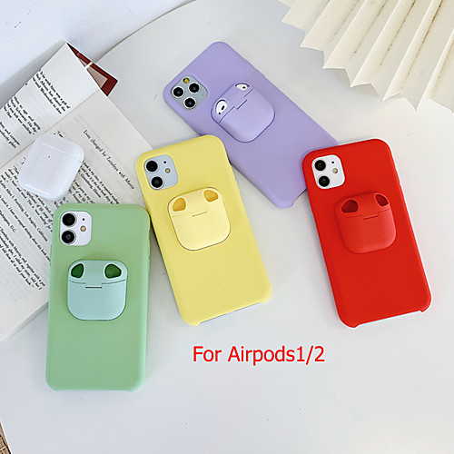 

iPhone11Pro Max Bluetooth Earphones Airpods 1/2 Generation Storage Case Mobile Phone Case XS Max Pure Color Liquid Silicone 6/7 / 8Plus Drop Protection Case