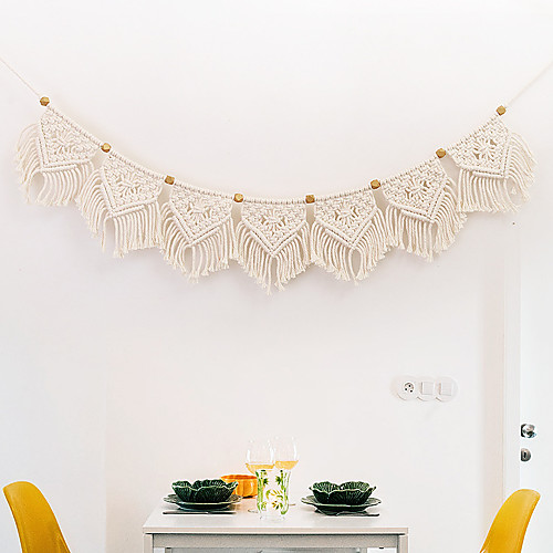 

Boho Hand Woven Macrame Wall Tapestry Bohemian Boho Art Decor Hanging Wedding Backdrop Home Bedroom Living Room Decoration Nordic Handmade Tassel Cotton
