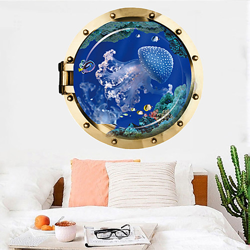 

Jellyfish Wall Sticker Multicolor Flat Removable Underwater World 3D PVC Wallpaper Home Decorations
