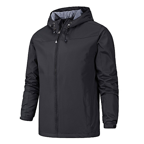 

Men's Long Sleeve Running Track Jacket Hoodie Jacket Windbreaker Full Zip Outerwear Athleisure Wear Top Winter Waterproof Windproof Quick Dry Running Walking Jogging Sportswear Solid Colored Plus Size