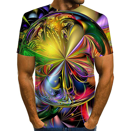 

Men's Graphic T-shirt Print Short Sleeve Daily Tops Basic Streetwear Round Neck Light Green