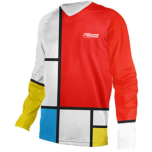 

21Grams Men's Long Sleeve Cycling Jersey Downhill Jersey Dirt Bike Jersey Summer Spandex Polyester Red / White Plaid Checkered Stripes Solid Color Bike Jersey Top Mountain Bike MTB Road Bike Cycling