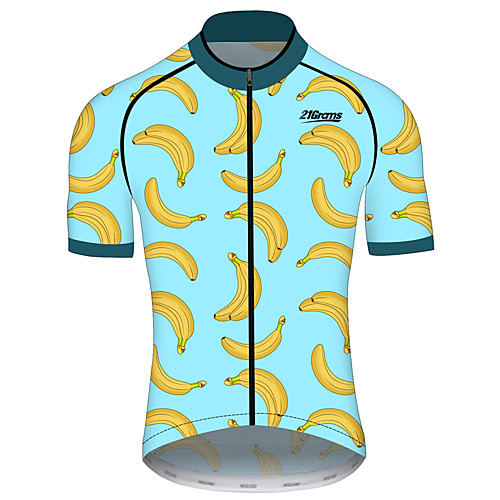 

21Grams Men's Short Sleeve Cycling Jersey Summer Spandex Polyester Black / Blue Solid Color Banana Fruit Bike Jersey Top Mountain Bike MTB Road Bike Cycling UV Resistant Quick Dry Breathable Sports
