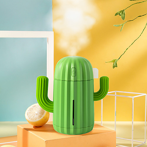 

340ML USB Air Humidifier Cactus Timing Aromatherapy Essential Oil Diffuser Mist Maker Fogger Mini Aroma Ultrasonic Car Home