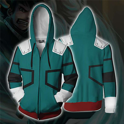 

Inspired by My Hero Academia Boko No Hero Midoriya Izuku Hoodie Terylene Cartoon Stylish For Unisex