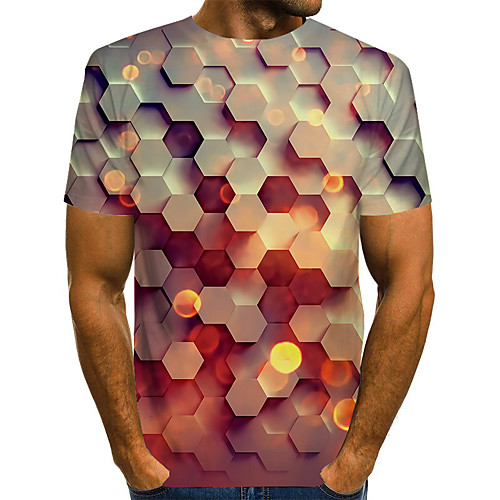 

Men's T shirt Shirt 3D Short Sleeve Daily Tops Basic Round Neck Rainbow