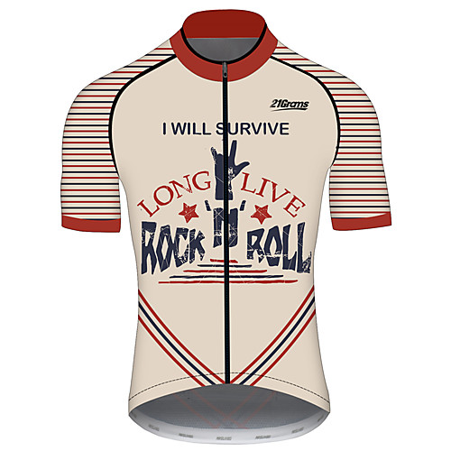 

21Grams Men's Short Sleeve Cycling Jersey Summer Spandex Polyester Black / Red Stripes Novelty Bike Jersey Top Mountain Bike MTB Road Bike Cycling UV Resistant Quick Dry Breathable Sports Clothing