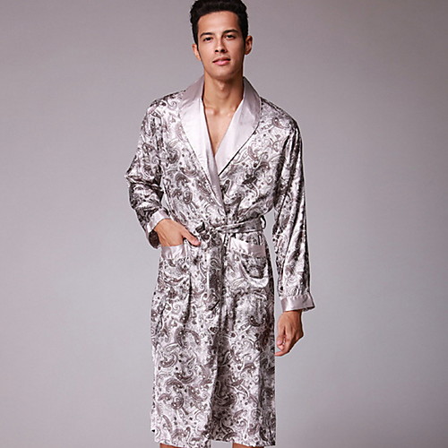 

Men's Notch lapel collar Robes Pajamas Geometric