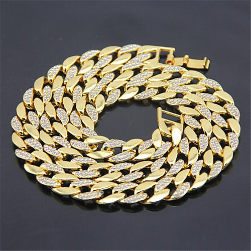 

Men's Chain Necklace Beaded Necklace Classic Precious Fashion Punk Rock Zircon Gold Plated Chrome Gold 75 cm Necklace Jewelry For Christmas Party Evening Street Festival / Chains