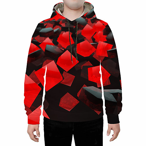 

Men's Plus Size Pullover Hoodie Sweatshirt Color Block Abstract 3D Hooded Daily Going out 3D Print 3D Print Casual Hoodies Sweatshirts Wine