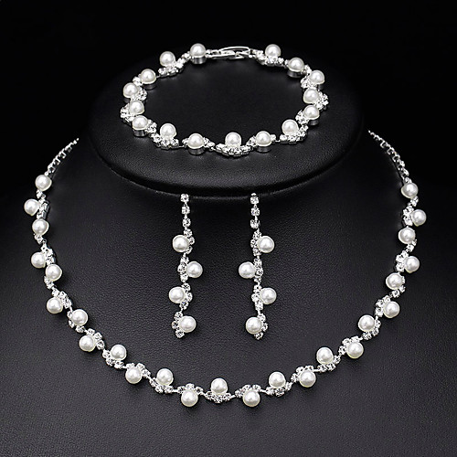 

Women's Jewelry Set Bridal Jewelry Sets Simple Sweet Fashion Elegant Imitation Pearl Earrings Jewelry Silver For Party Evening Engagement Gift Formal Festival 1 set