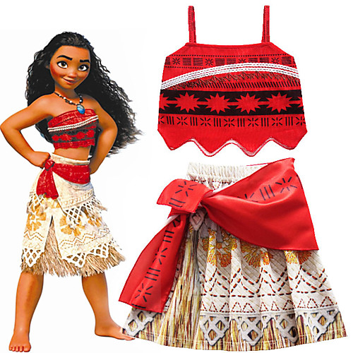 

Moana Skirt Cosplay Costume Girls' Movie Cosplay Cosplay Costume Party Red Skirts Top Halloween Carnival Masquerade Polyster