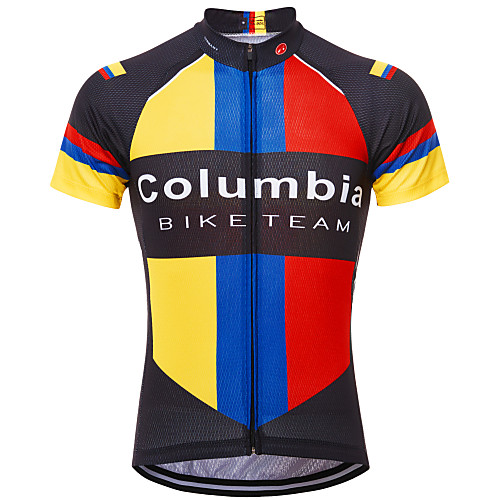 

21Grams Columbia National Flag Men's Short Sleeve Cycling Jersey - Red / Yellow Bike Top UV Resistant Quick Dry Moisture Wicking Sports Summer Terylene Mountain Bike MTB Road Bike Cycling Clothing