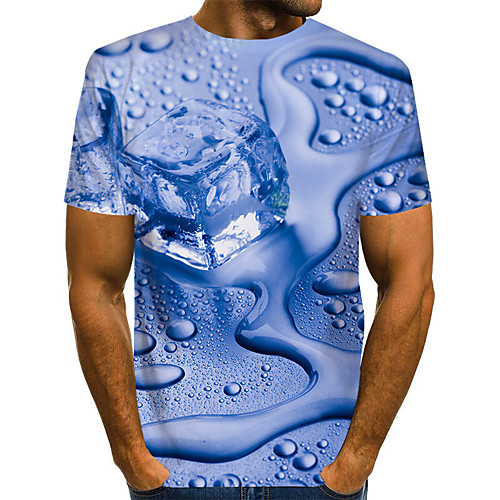 

Men's T shirt Shirt 3D Short Sleeve Daily Tops Basic Round Neck Rainbow