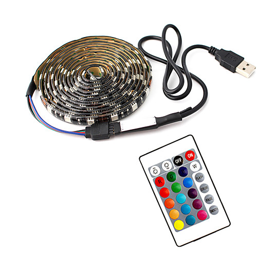 

1m Flexible LED Strip Lights RGB Tiktok Lights TV Background Lights 30 LEDs SMD5050 10mm 1 24Keys Remote Controller 1 set Multi Color Waterproof USB Self-adhesive 5 V