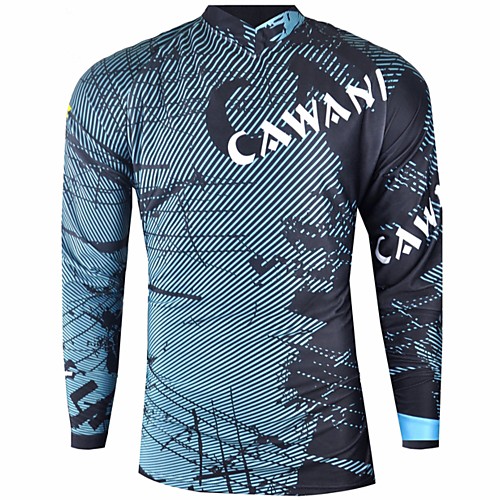

CAWANFLY Men's Long Sleeve Cycling Jersey Downhill Jersey Dirt Bike Jersey Winter Summer Polyester Black Stripes Solid Color Novelty Bike Jersey Top Mountain Bike MTB Quick Dry Breathable Back Pocket