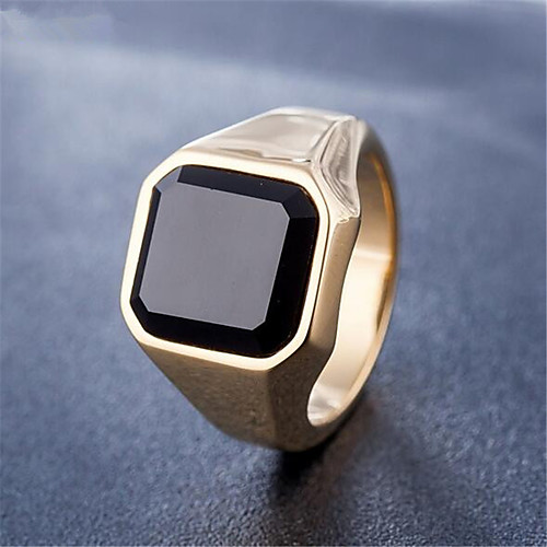 

Men's Ring 1pc Gold Silver Titanium Steel Stone Square Vintage Fashion Birthday Party Evening Jewelry Geometrical Precious