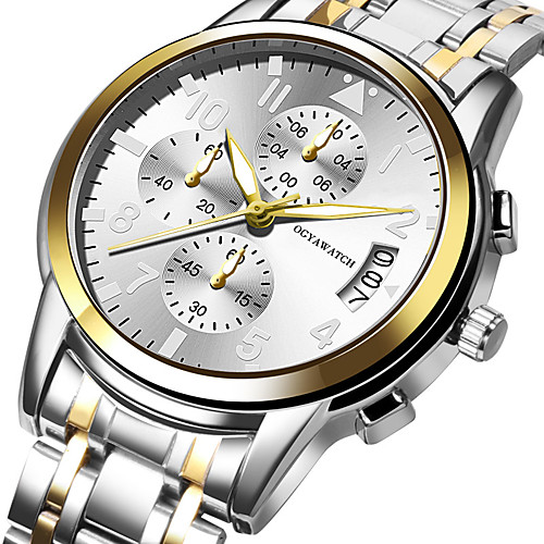 

Men's Dress Watch Quartz Modern Style Stylish Titanium Alloy Silver 30 m Calendar / date / day Noctilucent Casual Watch Analog Casual Fashion - Black WhiteGolden White One Year Battery Life