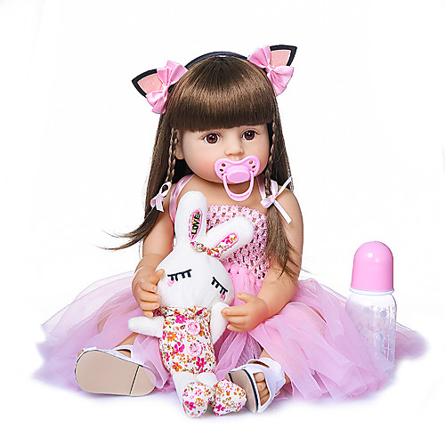 

NPKCOLLECTION 22 inch Reborn Doll Baby Baby Girl Gift Cute Artificial Implantation Brown Eyes Full Body Silicone Silicone Silica Gel with Clothes and Accessories for Girls' Birthday and Festival Gifts