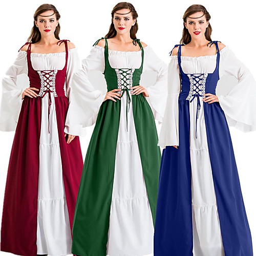 

Princess Goddess Outlander Vintage Medieval Gypsy Vacation Dress Outfits Party Costume Prom Dress Women's Costume Emerald Green / Black / Purple Vintage Cosplay Thanksgiving Long Sleeve Floor Length