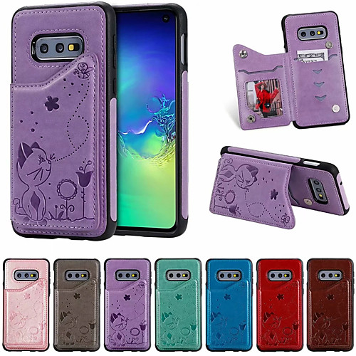 

Case For Samsung Galaxy S10e Card Holder / Shockproof / Pattern Back Cover Cartoon PU Leather