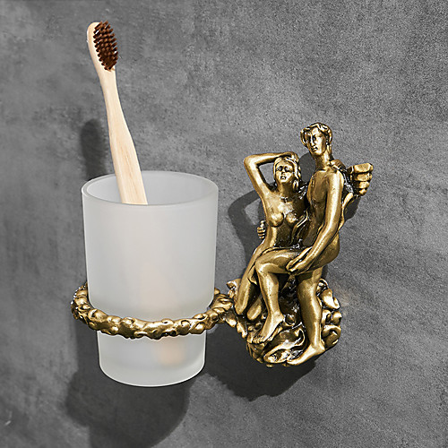 

Toothbrush Holder Creative People Style for Bathroom Modern Brass Material Wall Mounted 1pc
