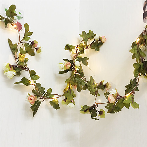 

LED Fairy String Lights Wedding Decoration 2.2M Rose Flower Valentine's Day Wedding Event Party Garland Holiday Patio Decor String Lights 20 LEDs AA Battery Powered
