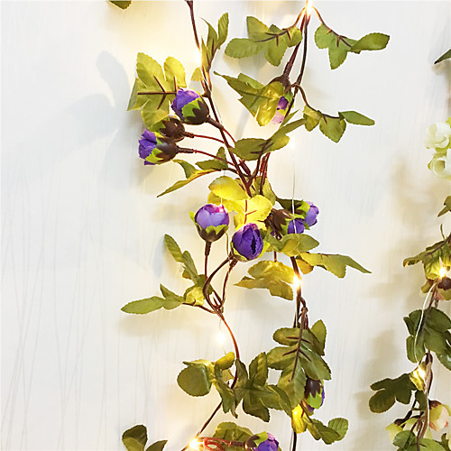 

2.2M 20Leds Artificial Rose Flowers Leaves Vine String Lights AA Battery Power Hanging Copper Wire Garland Light for Valentine's Day Wedding Party DIY Decoration Lighting