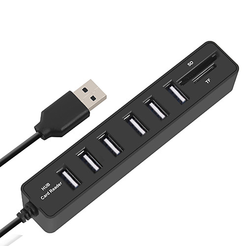 

LITBest 6 Ports USB 2.0 Hub Multi USB Splitter with Micro TF/SD Card Reader Computer Accessories For PC