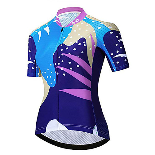 

21Grams Women's Short Sleeve Cycling Jersey BlueYellow Bike Jersey Top Mountain Bike MTB Road Bike Cycling UV Resistant Breathable Quick Dry Sports Clothing Apparel / Stretchy / Race Fit