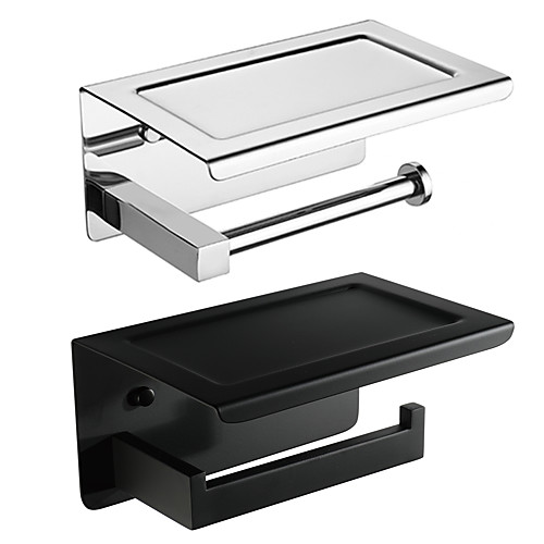 

Chrome / Black Toilet Paper Holder Items can be placed