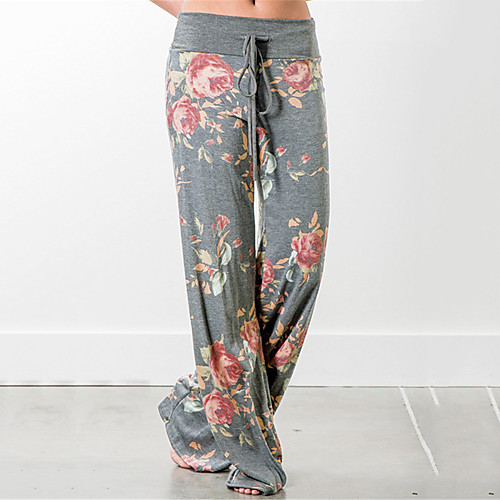 

Women's High Waist Yoga Pants Drawstring Palazzo Wide Leg Pants / Trousers Dark Grey Black / Red RedBlue Cotton Fitness Gym Workout Running Summer Sports Activewear Stretchy