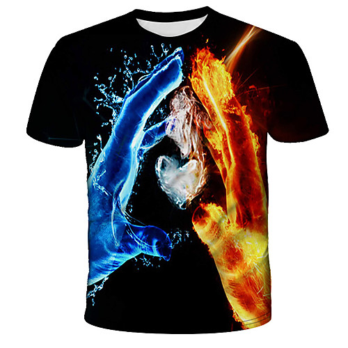 

Men's T shirt Graphic 3D Print Short Sleeve Daily Tops Streetwear Exaggerated Rainbow